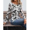 imageZESICA Womens Floral Long Sleeve Shirts 2025 Fall Boat Neck Ruched Tops Slim Fitted Asymmetrical Going Out BlousesWhite