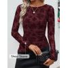 imageZESICA Womens Floral Long Sleeve Shirts 2025 Fall Boat Neck Ruched Tops Slim Fitted Asymmetrical Going Out BlousesWine