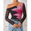 imageZESICA Womens Floral Off Shoulder Long Sleeve Tops 2025 Fall Mesh Ruched Fitted Trendy Going Out Shirts BlousesBlack