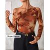 imageZESICA Womens Floral Off Shoulder Long Sleeve Tops 2025 Fall Mesh Ruched Fitted Trendy Going Out Shirts BlousesBrown