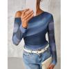 imageZESICA Womens Floral Off Shoulder Long Sleeve Tops 2025 Fall Mesh Ruched Fitted Trendy Going Out Shirts BlousesDustyblue