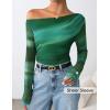 imageZESICA Womens Floral Off Shoulder Long Sleeve Tops 2025 Fall Mesh Ruched Fitted Trendy Going Out Shirts BlousesGreen