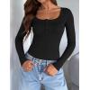 imageZESICA Womens Long Sleeve Button Ribbed Shirts Spring Scoop Neck Casual Henly TopsBlack
