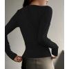 imageZESICA Womens Long Sleeve Button Ribbed Shirts Spring Scoop Neck Casual Henly TopsBlack