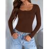 imageZESICA Womens Long Sleeve Button Ribbed Shirts Spring Scoop Neck Casual Henly TopsCoffee