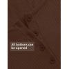 imageZESICA Womens Long Sleeve Button Ribbed Shirts Spring Scoop Neck Casual Henly TopsCoffee