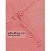 imageZESICA Womens Long Sleeve Button Ribbed Shirts Spring Scoop Neck Casual Henly TopsCoralred