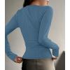 imageZESICA Womens Long Sleeve Button Ribbed Shirts Spring Scoop Neck Casual Henly TopsDustyblue