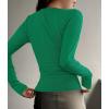 imageZESICA Womens Long Sleeve Button Ribbed Shirts Spring Scoop Neck Casual Henly TopsGreen