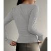 imageZESICA Womens Long Sleeve Button Ribbed Shirts Spring Scoop Neck Casual Henly TopsGrey