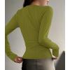 imageZESICA Womens Long Sleeve Button Ribbed Shirts Spring Scoop Neck Casual Henly TopsOlive