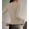 imageZESICA Womens Long Sleeve Button Ribbed Shirts Spring Scoop Neck Casual Henly TopsSand