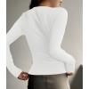 imageZESICA Womens Long Sleeve Button Ribbed Shirts Spring Scoop Neck Casual Henly TopsWhite