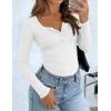 imageZESICA Womens Long Sleeve Button Ribbed Shirts Spring Scoop Neck Casual Henly TopsWhite