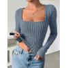 imageZESICA Womens Long Sleeve Crop Tops Square Neck Slim Fitted Shirts Casual Basic Tees 2025 Fall Trendy ClothesDustyblue