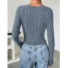 imageZESICA Womens Long Sleeve Crop Tops Square Neck Slim Fitted Shirts Casual Basic Tees 2025 Fall Trendy ClothesDustyblue