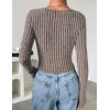 imageZESICA Womens Long Sleeve Crop Tops Square Neck Slim Fitted Shirts Casual Basic Tees 2025 Fall Trendy ClothesKhaki