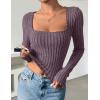 imageZESICA Womens Long Sleeve Crop Tops Square Neck Slim Fitted Shirts Casual Basic Tees 2025 Fall Trendy ClothesPurple
