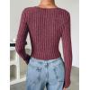imageZESICA Womens Long Sleeve Crop Tops Square Neck Slim Fitted Shirts Casual Basic Tees 2025 Fall Trendy ClothesWine