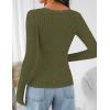 imageZESICA Womens Long Sleeve Lace V Neck Shirts 2025 Fall Fashion Slim Fit Tops Ribbed Knit Dressy Business Casual BlousesArmy Green