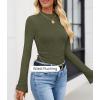 imageZESICA Womens Long Sleeve Shirts 2025 Fall Mock Neck Ribbed Knit Slim Fit Tops Basic Tees Going Out Outfits ClothesArmygreen