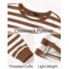 imageZESICA Womens Long Sleeve Striped Shirts Fall Crewneck Casual Loose Fit Tunic TopsBrown