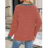 imageZESICA Womens Long Sleeve Striped Shirts Fall Crewneck Casual Loose Fit Tunic TopsCoral