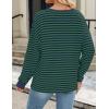 imageZESICA Womens Long Sleeve Striped Shirts Fall Crewneck Casual Loose Fit Tunic TopsDarkgreen