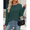 imageZESICA Womens Long Sleeve Striped Shirts Fall Crewneck Casual Loose Fit Tunic TopsDarkgreen
