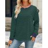 imageZESICA Womens Long Sleeve Striped Shirts Fall Crewneck Casual Loose Fit Tunic TopsDarkgreen