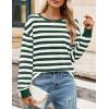 imageZESICA Womens Long Sleeve Striped Shirts Fall Crewneck Casual Loose Fit Tunic TopsGreen