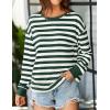 imageZESICA Womens Long Sleeve Striped Shirts Fall Crewneck Casual Loose Fit Tunic TopsGreen