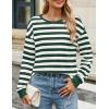 imageZESICA Womens Long Sleeve Striped Shirts Fall Crewneck Casual Loose Fit Tunic TopsGreen