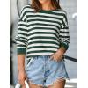 imageZESICA Womens Long Sleeve Striped Shirts Fall Crewneck Casual Loose Fit Tunic TopsGreen