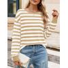 imageZESICA Womens Long Sleeve Striped Shirts Fall Crewneck Casual Loose Fit Tunic TopsKhaki