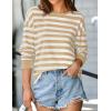 imageZESICA Womens Long Sleeve Striped Shirts Fall Crewneck Casual Loose Fit Tunic TopsKhaki