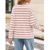 imageZESICA Womens Long Sleeve Striped Shirts Fall Crewneck Casual Loose Fit Tunic TopsPink