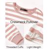 imageZESICA Womens Long Sleeve Striped Shirts Fall Crewneck Casual Loose Fit Tunic TopsPink