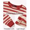 imageZESICA Womens Long Sleeve Striped Shirts Fall Crewneck Casual Loose Fit Tunic TopsRed