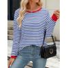 imageZESICA Womens Long Sleeve Striped Shirts Fall Crewneck Casual Loose Fit Tunic TopsRoyalblue