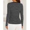 imageZESICA Womens Long Sleeve Striped Shirts V Neck Button Up Sweater Casual Loose Basic Tops Trendy Spring ClothesBlack