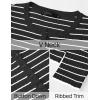 imageZESICA Womens Long Sleeve Striped Shirts V Neck Button Up Sweater Casual Loose Basic Tops Trendy Spring ClothesBlack