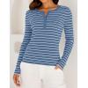 imageZESICA Womens Long Sleeve Striped Shirts V Neck Button Up Sweater Casual Loose Basic Tops Trendy Spring ClothesBlue