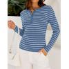 imageZESICA Womens Long Sleeve Striped Shirts V Neck Button Up Sweater Casual Loose Basic Tops Trendy Spring ClothesBlue