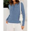 imageZESICA Womens Long Sleeve Striped Shirts V Neck Button Up Sweater Casual Loose Basic Tops Trendy Spring ClothesBlue