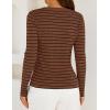 imageZESICA Womens Long Sleeve Striped Shirts V Neck Button Up Sweater Casual Loose Basic Tops Trendy Spring ClothesBrown