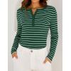 imageZESICA Womens Long Sleeve Striped Shirts V Neck Button Up Sweater Casual Loose Basic Tops Trendy Spring ClothesGreen