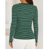 imageZESICA Womens Long Sleeve Striped Shirts V Neck Button Up Sweater Casual Loose Basic Tops Trendy Spring ClothesGreen