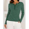imageZESICA Womens Long Sleeve Striped Shirts V Neck Button Up Sweater Casual Loose Basic Tops Trendy Spring ClothesGreen