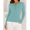 imageZESICA Womens Long Sleeve Striped Shirts V Neck Button Up Sweater Casual Loose Basic Tops Trendy Spring ClothesMint